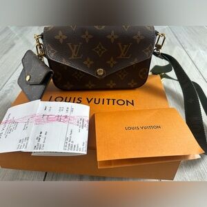 Authentic Louis Vuitton Monogram FÉLICIE STRAP & GO Crossbody Bag